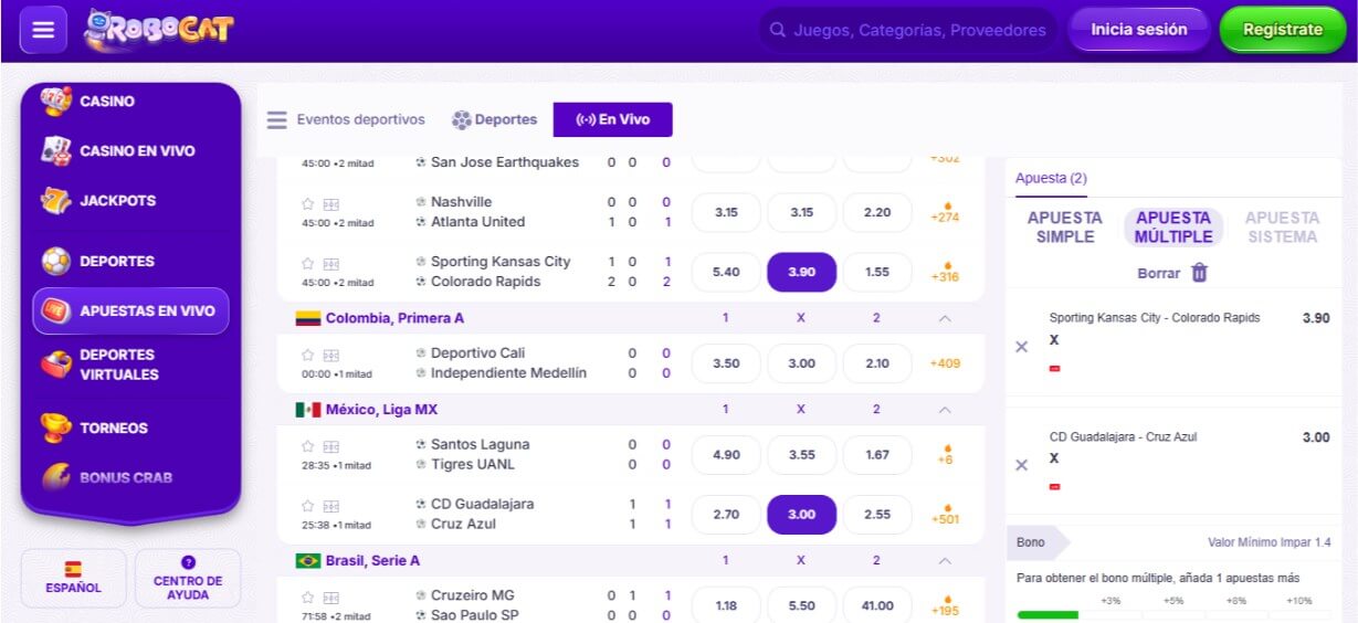 Página de apuestas de Robocat