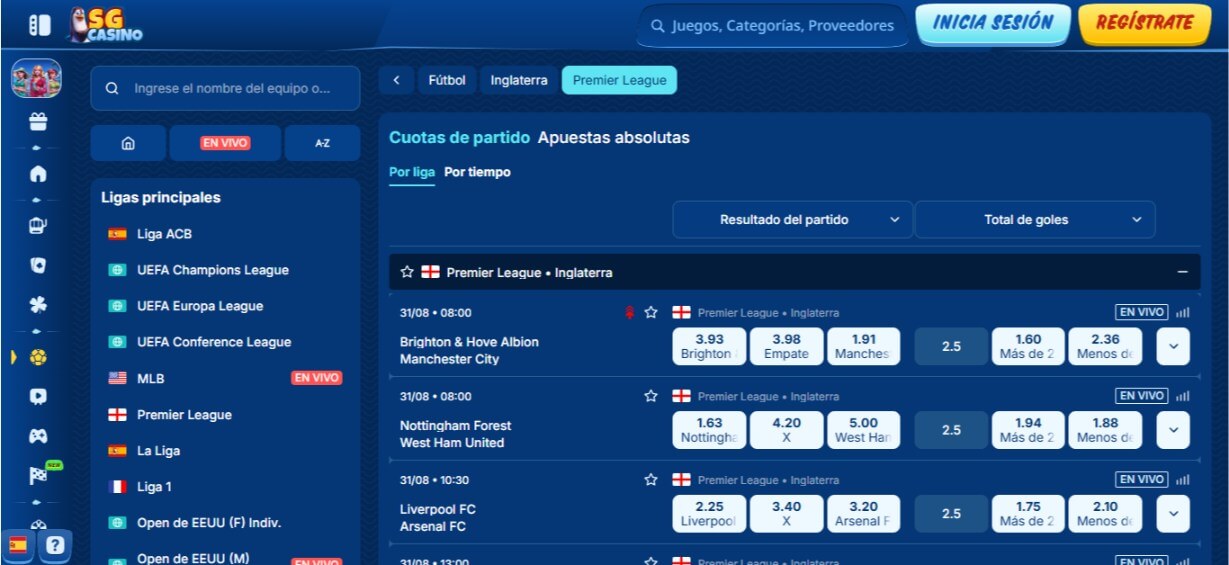 Casa de apuestas SG Casino